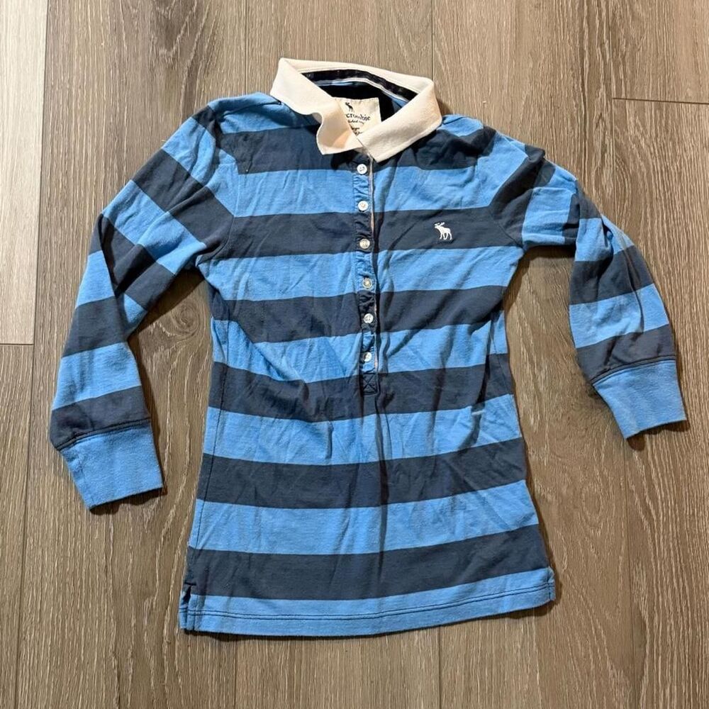 Abercrombie & Fitch Boys X-Large stripped blue polo